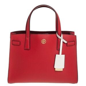 Tory Burch 2WAY Handbag Walker Small Satchel Red Gold Hardware Leather Luxury